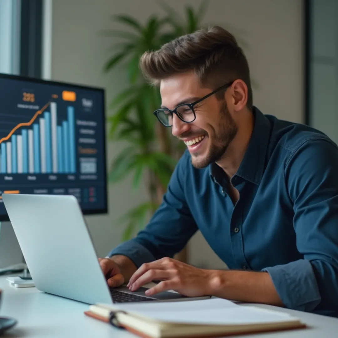 empresário com seu plano de presença online